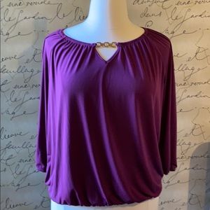 ELEMENTZ Purple Blouse with Gold Colored Accent